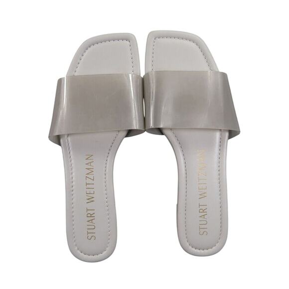 Stuart Weitzman Shoes Womens 8 Sandal Slides Jelly Flat Square Toe Grey Summer - Picture 7 of 13